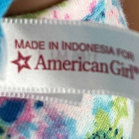 American Girl Doll with Blue Jacket & floral dress. 2017 - Picture 2 of 8